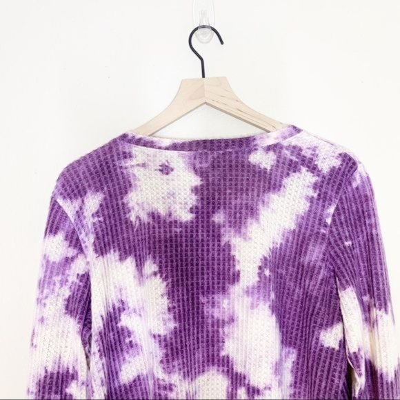 NEW Love...Ady Purple Tie Dye Long Sleeve Peplum Tunic Thermal Top 1X - Picture 7 of 10
